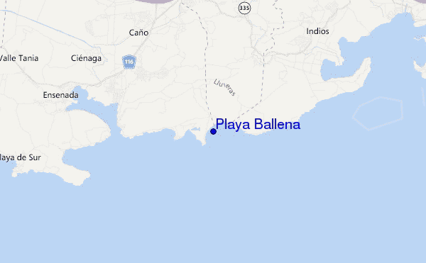 mapa de localização de Playa Ballena