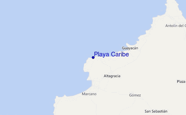 mapa de localização de Playa Caribe