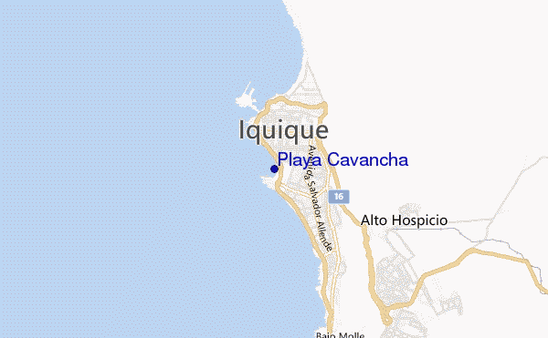 mapa de localização de Playa Cavancha
