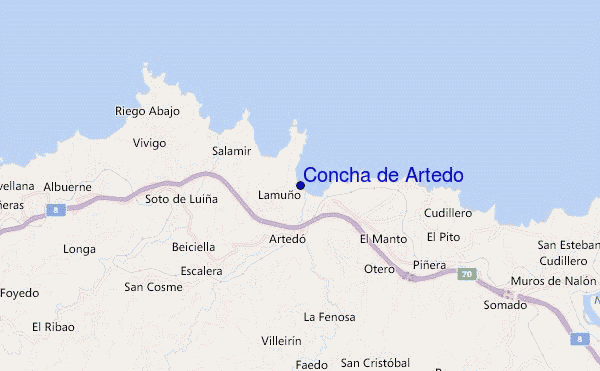 mapa de localização de Concha de Artedo