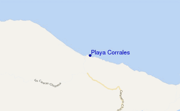 mapa de localização de Playa Corrales
