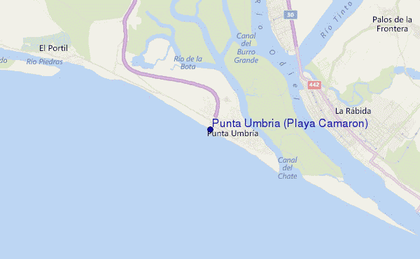 mapa de localização de Punta Umbria (Playa Camarón)