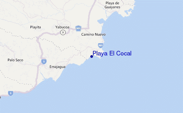mapa de localização de Playa El Cocal