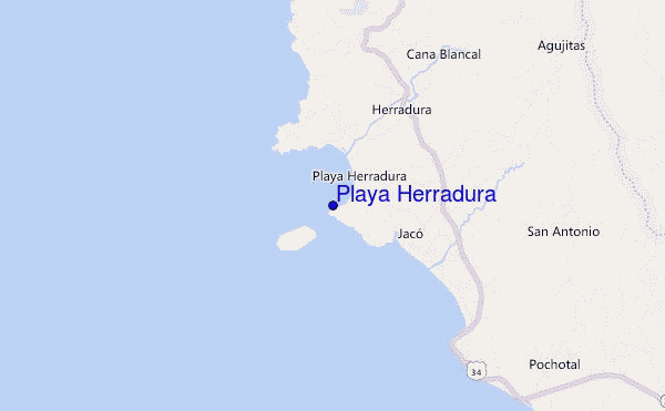 mapa de localização de Playa Herradura