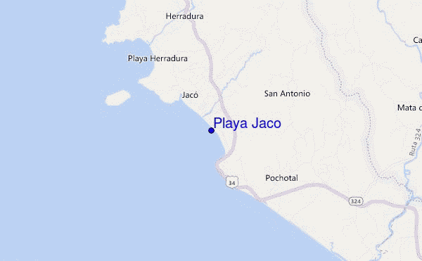 mapa de localização de Playa Jaco