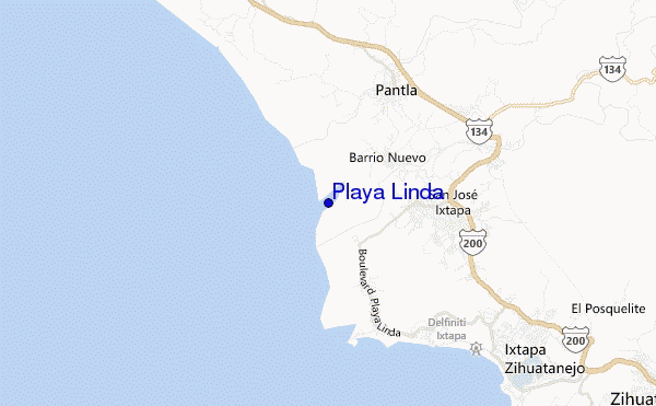 mapa de localização de Playa Linda