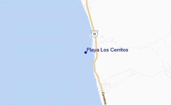 mapa de localização de Playa Los Cerritos