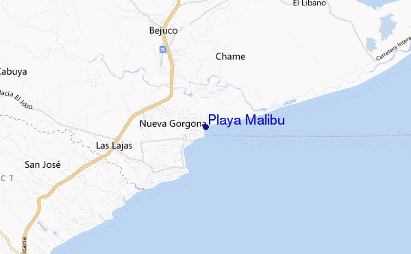 mapa de localização de Playa Malibu