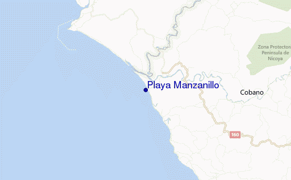 mapa de localização de Playa Manzanillo