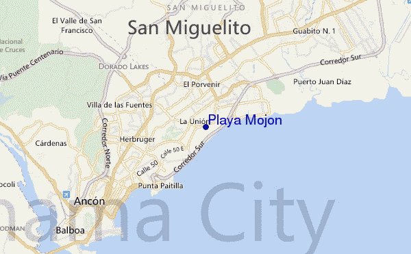 mapa de localização de Playa Mojon