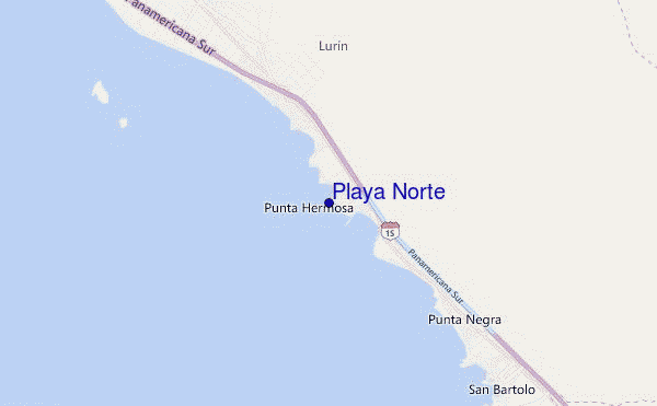 mapa de localização de Playa Norte