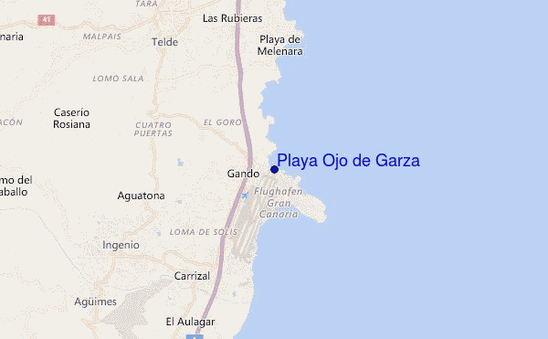 mapa de localização de Playa Ojo de Garza