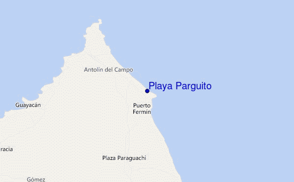 mapa de localização de Playa Parguito