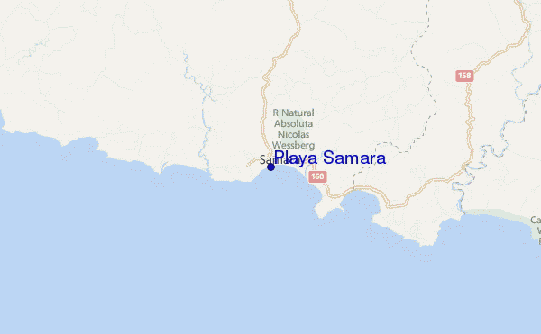 mapa de localização de Playa Samara