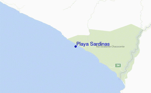 mapa de localização de Playa Sardinas