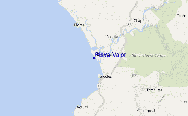 mapa de localização de Playa Valor