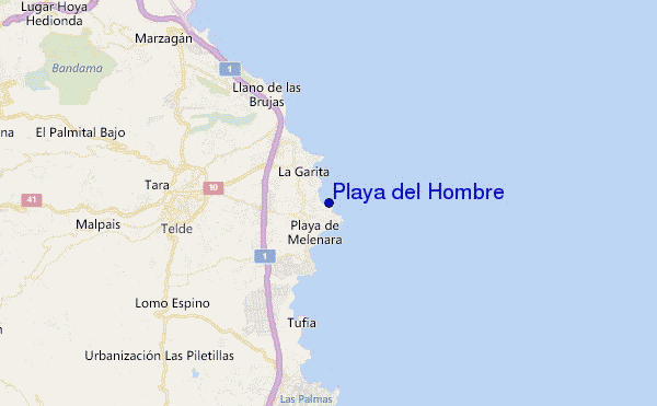 mapa de localização de Playa del Hombre