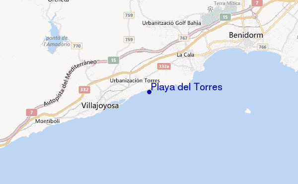 mapa de localização de Playa del Torres