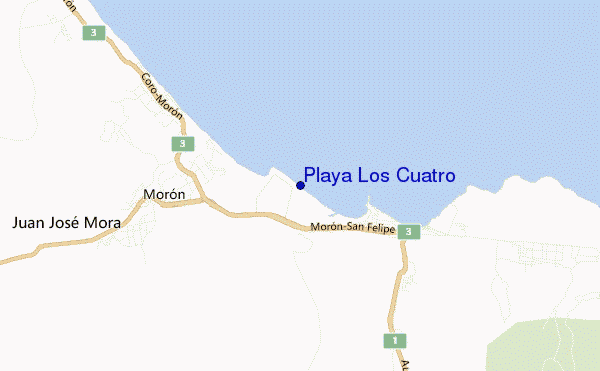 mapa de localização de Playa Los Cuatro