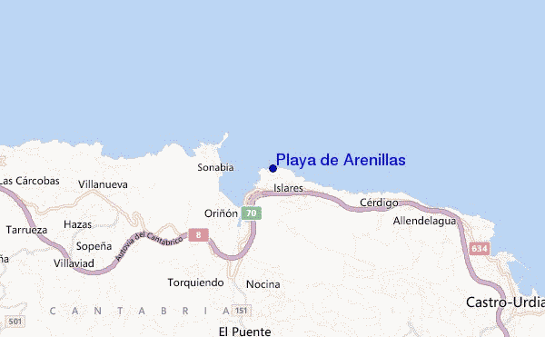mapa de localização de Playa de Arenillas