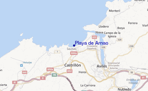 mapa de localização de Playa de Arnao