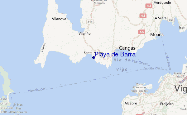 mapa de localização de Playa de Barra