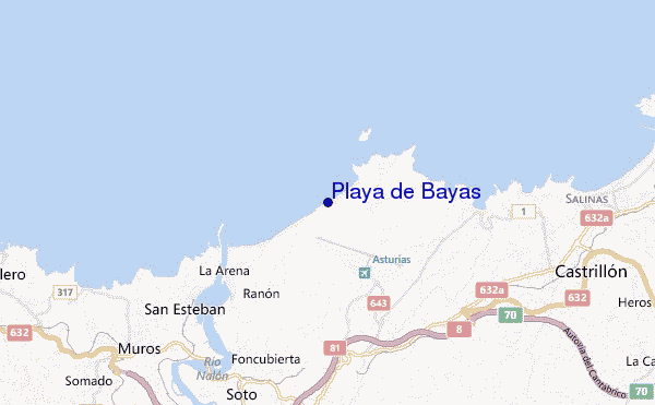 mapa de localização de Playa de Bayas