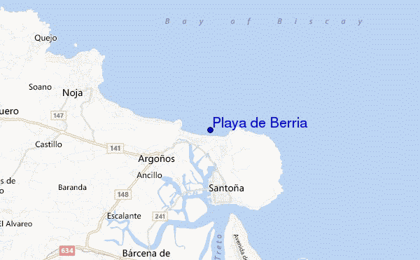 mapa de localização de Playa de Berria