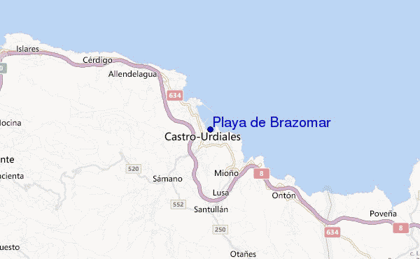 mapa de localização de Playa de Brazomar