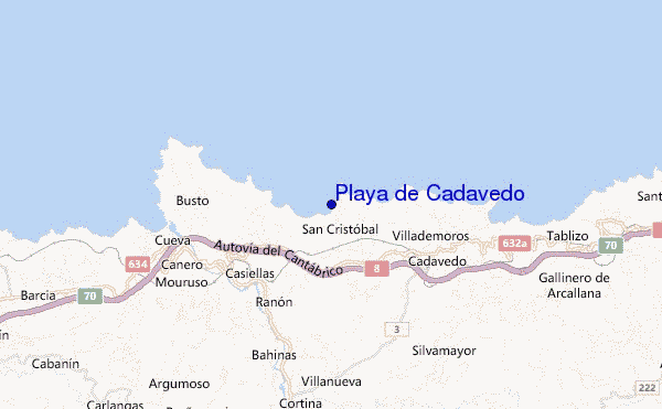 mapa de localização de Playa de Cadavedo