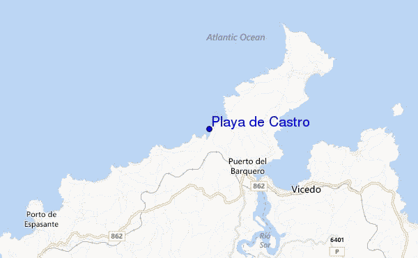 mapa de localização de Playa de Castro