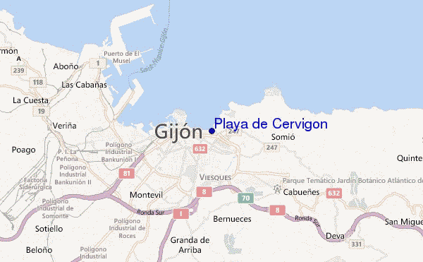 mapa de localização de Playa de Cervigon