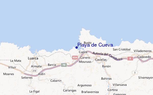 mapa de localização de Playa de Cueva