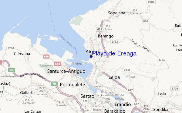 mapa de localização de Playa de Ereaga
