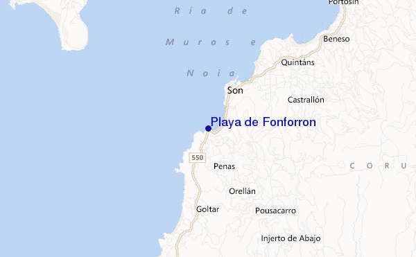 mapa de localização de Playa de Fonforron