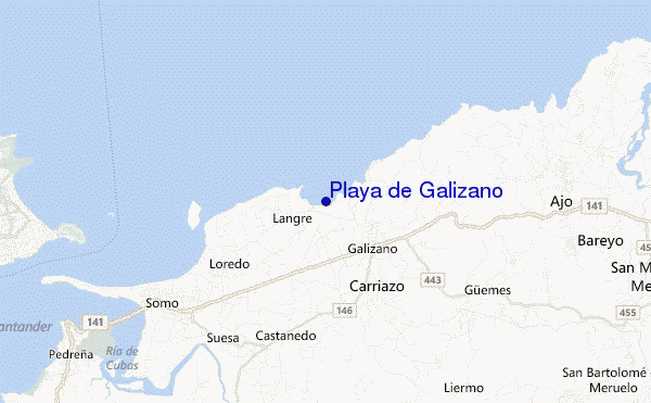 mapa de localização de Playa de Galizano