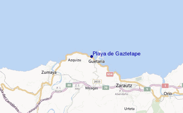 mapa de localização de Playa de Gaztetape