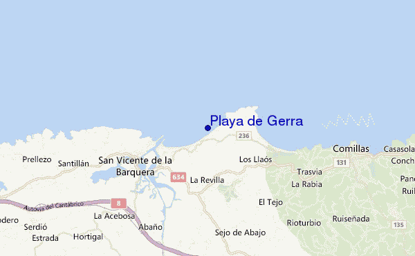 mapa de localização de Playa de Gerra