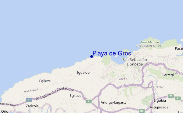 mapa de localização de Playa de Gros
