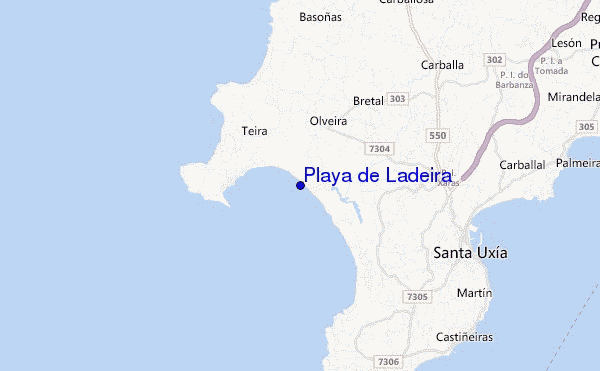mapa de localização de Playa de Ladeira