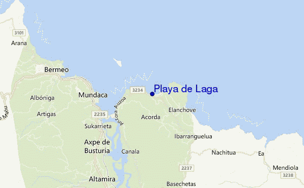 mapa de localização de Playa de Laga