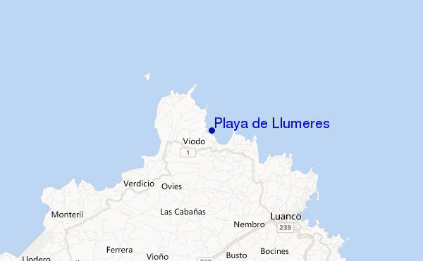 mapa de localização de Playa de Llumeres