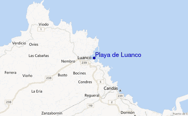 mapa de localização de Playa de Luanco