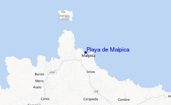 mapa de localização de Playa de Malpica