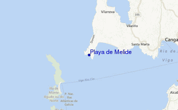 mapa de localização de Playa de Melide