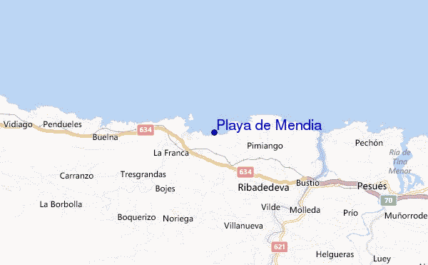 mapa de localização de Playa de Mendia