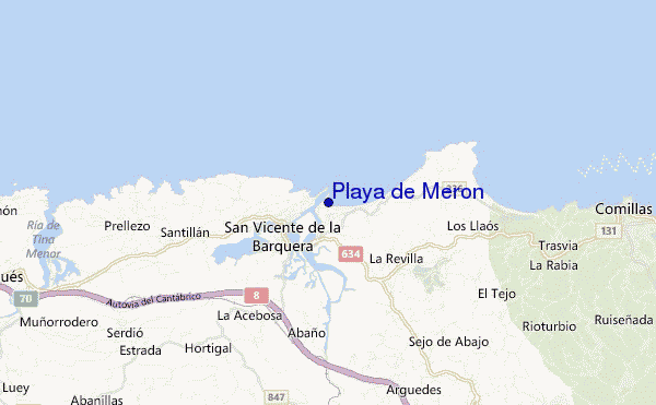 mapa de localização de Playa de Meron