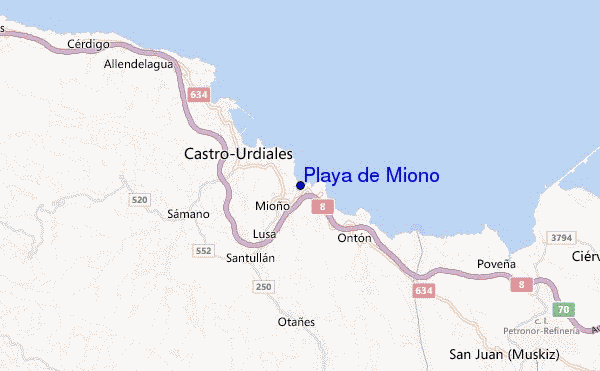 mapa de localização de Playa de Miono