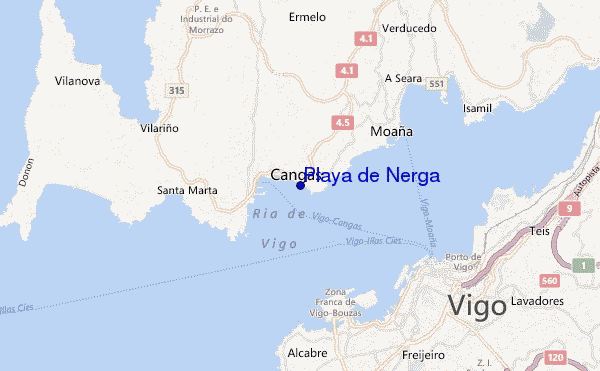mapa de localização de Playa de Nerga