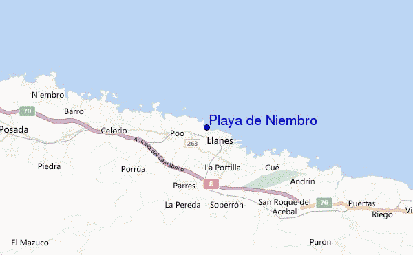 mapa de localização de Playa de Niembro